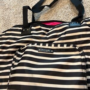 Kate Spade Black and White Striped Tote-Turns into a Smaller Bag